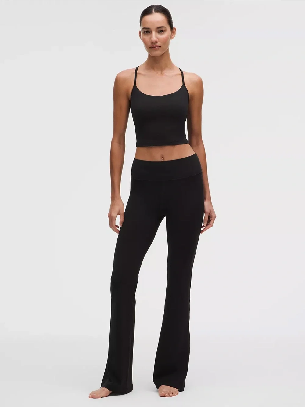 Lululemon Groove Pant Flare Super High-Rise size 12 black wide leg bottom 32.5” - Picture 1 of 9